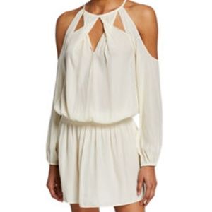 NWT. Ramy Brook Tech Cold Shoulder Dress in cream